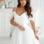 Robe De Cocktail Evasee En Tulle Blanc 34