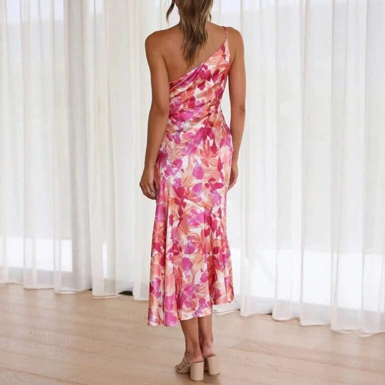 Robe De Cocktail Fleurie A Une Epaule 3