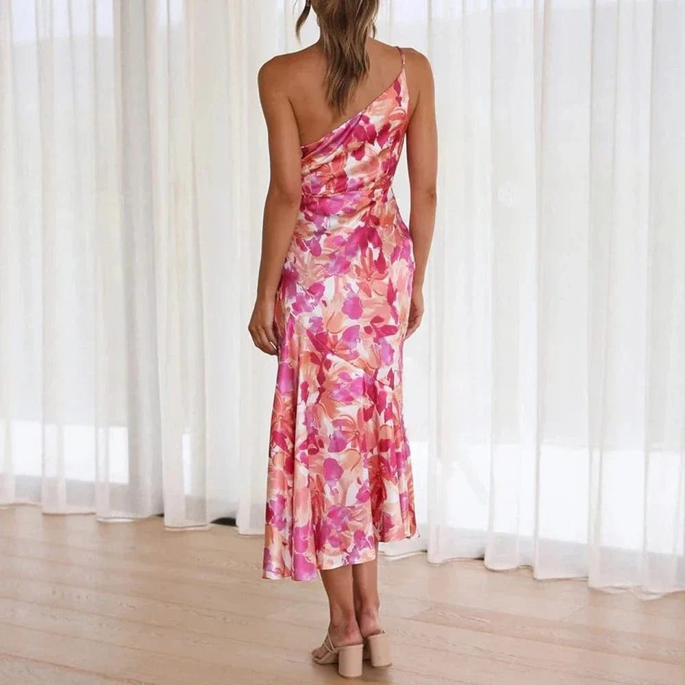 Robe De Cocktail Fleurie A Une Epaule 3
