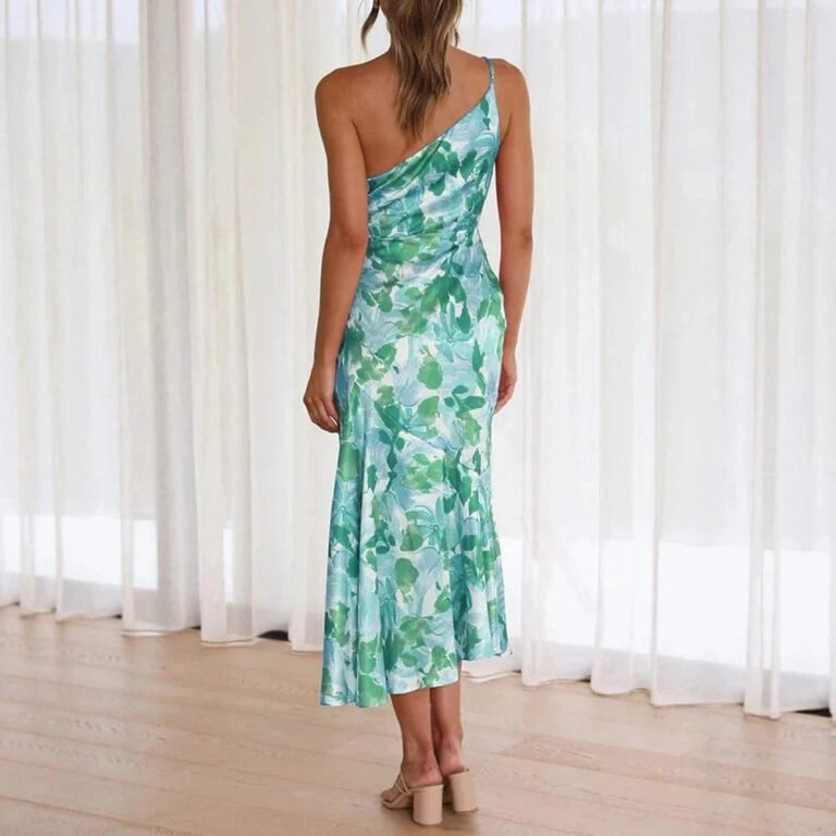 Robe De Cocktail Fleurie A Une Epaule 7