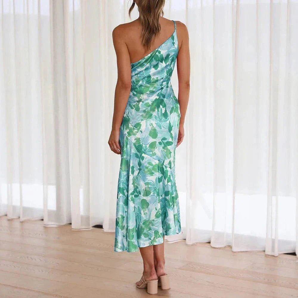 Robe De Cocktail Fleurie A Une Epaule 7