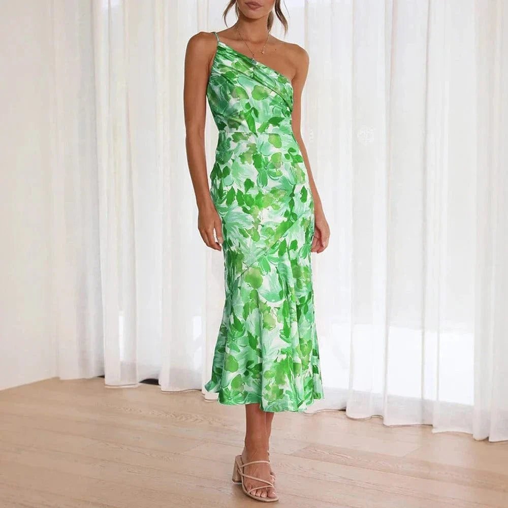 Robe De Cocktail Fleurie A Une Epaule 9