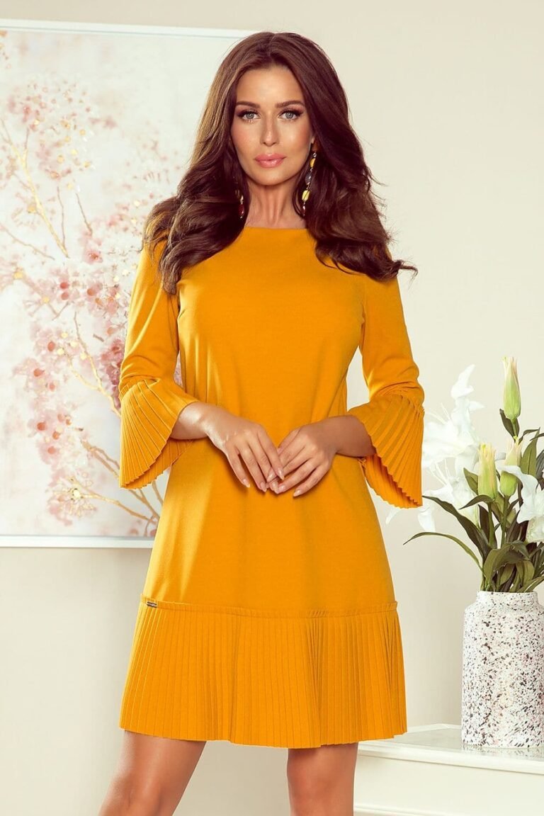 Robe De Cocktail Jaune Manches Longues 2