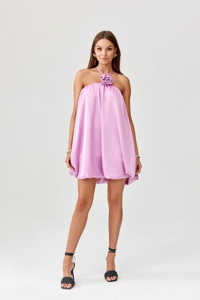Robe De Cocktail Lilas Courte Sans Manches 2