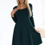 Robe De Cocktail Manche Longue Trapeze Vert S