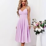 Robe De Cocktail Midi Chic Evasee Lilas 34