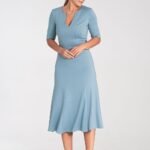 Robe De Cocktail Midi Evasee Bleu S