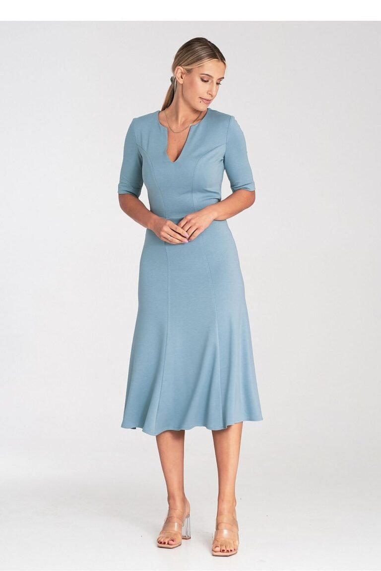Robe De Cocktail Midi Evasee Bleu S