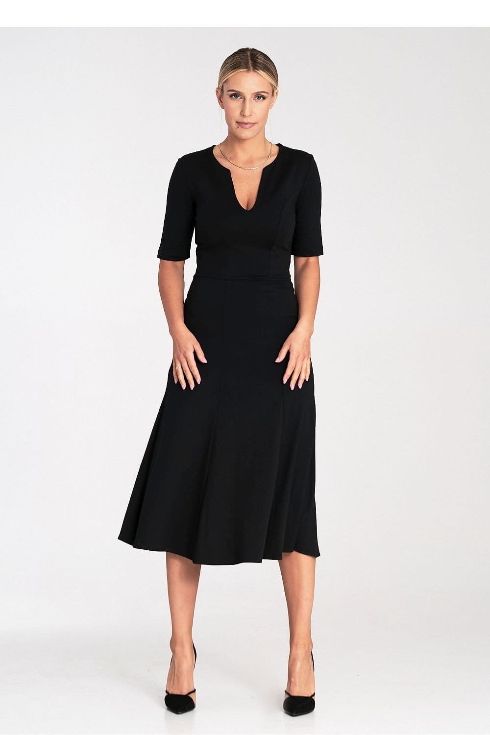 Robe De Cocktail Midi Evasee Noir S