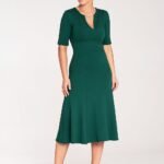 Robe De Cocktail Midi Evasee Vert S