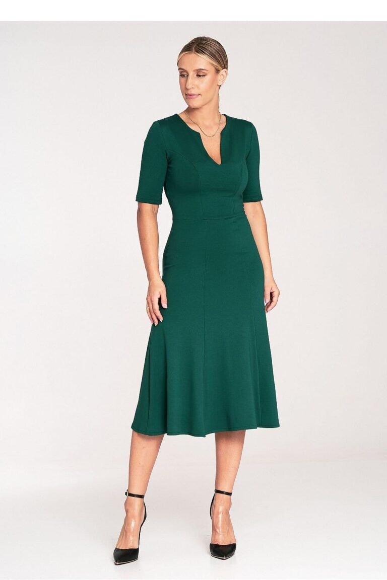 Robe De Cocktail Midi Evasee Vert S