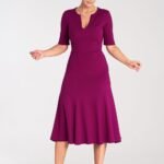 Robe De Cocktail Midi Evasee Violet S