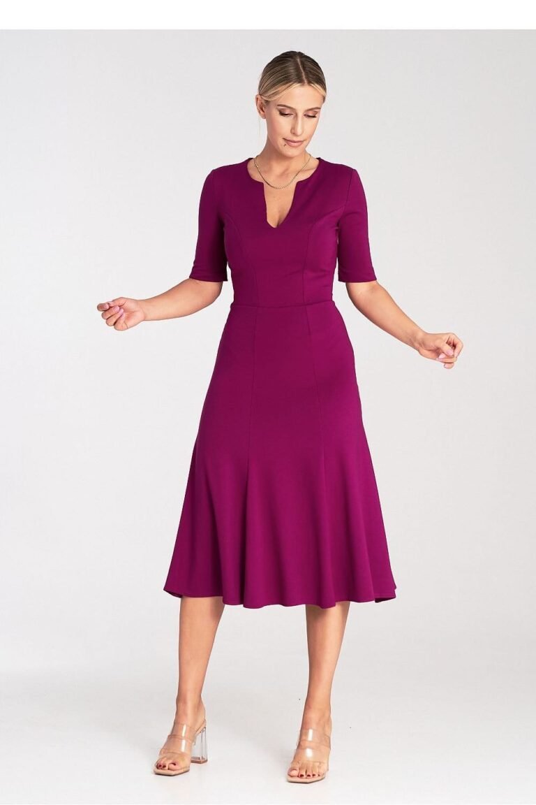 Robe De Cocktail Midi Evasee Violet S