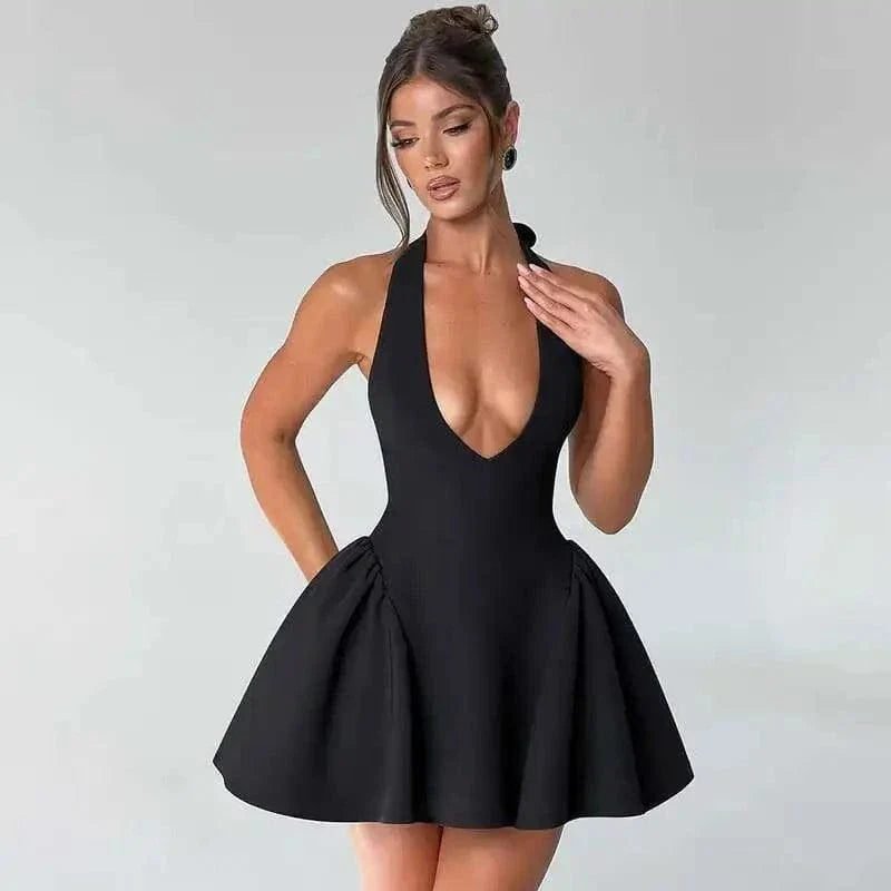 Robe De Cocktail Mini Evasee Dos Nu Noir S