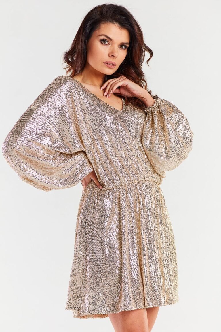 Robe De Cocktail Paillettee Doree Courte 3