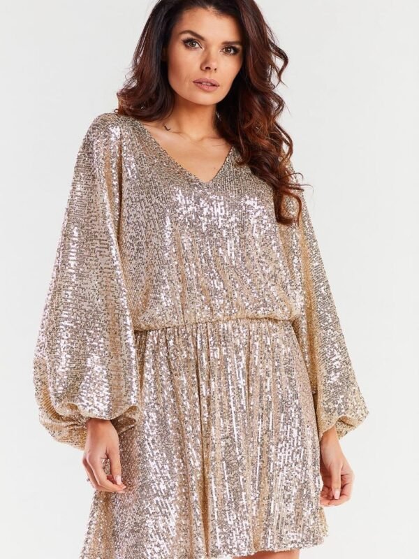 Robe De Cocktail Paillettee Doree Courte