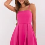 Robe De Cocktail Rose Chic A Bretelles Rose Taille Unique