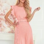 Robe De Cocktail Rose Plissee Courte Chic 2