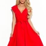 Robe De Cocktail Rouge Courte Evasee
