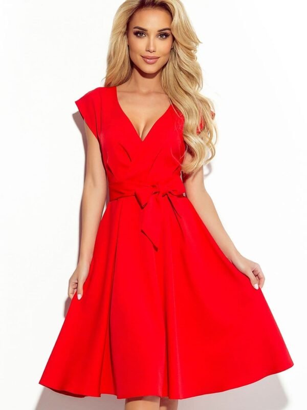 Robe De Cocktail Rouge Courte Evasee