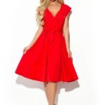 Robe De Cocktail Rouge Courte Evasee Rouge S