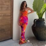 Robe De Cocktail Sexy Longue Epaules Denudees Multicouleur S