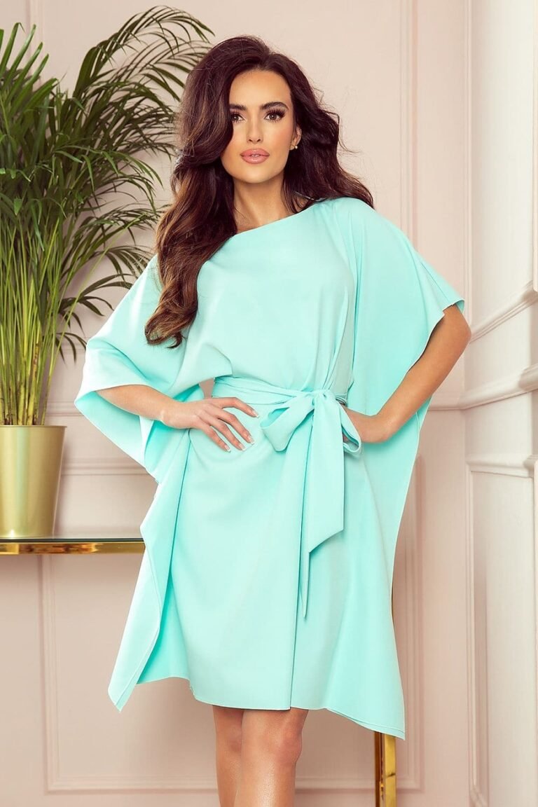 Robe De Cocktail Turquoise Avec Une Coupe Papillon 2
