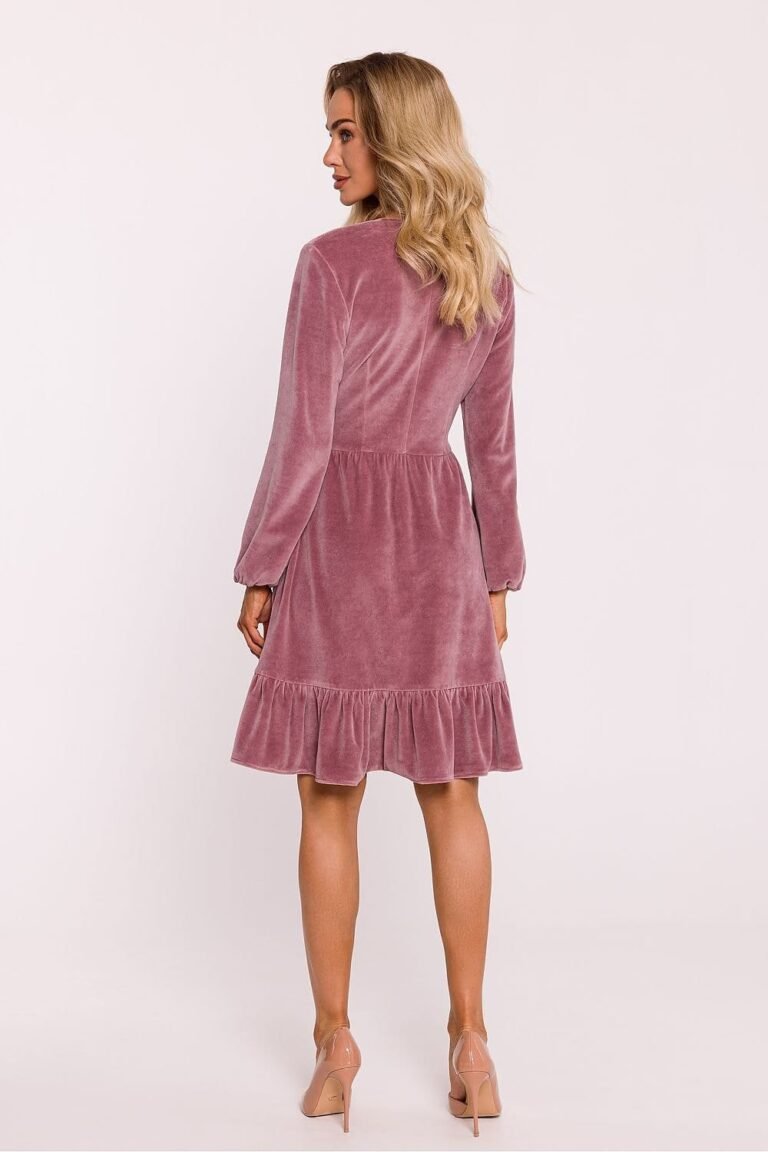Robe De Cocktail Veloutee A Manches Longues 4
