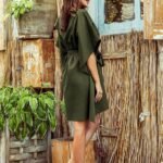Robe De Cocktail Verte Kaki A Ceinture