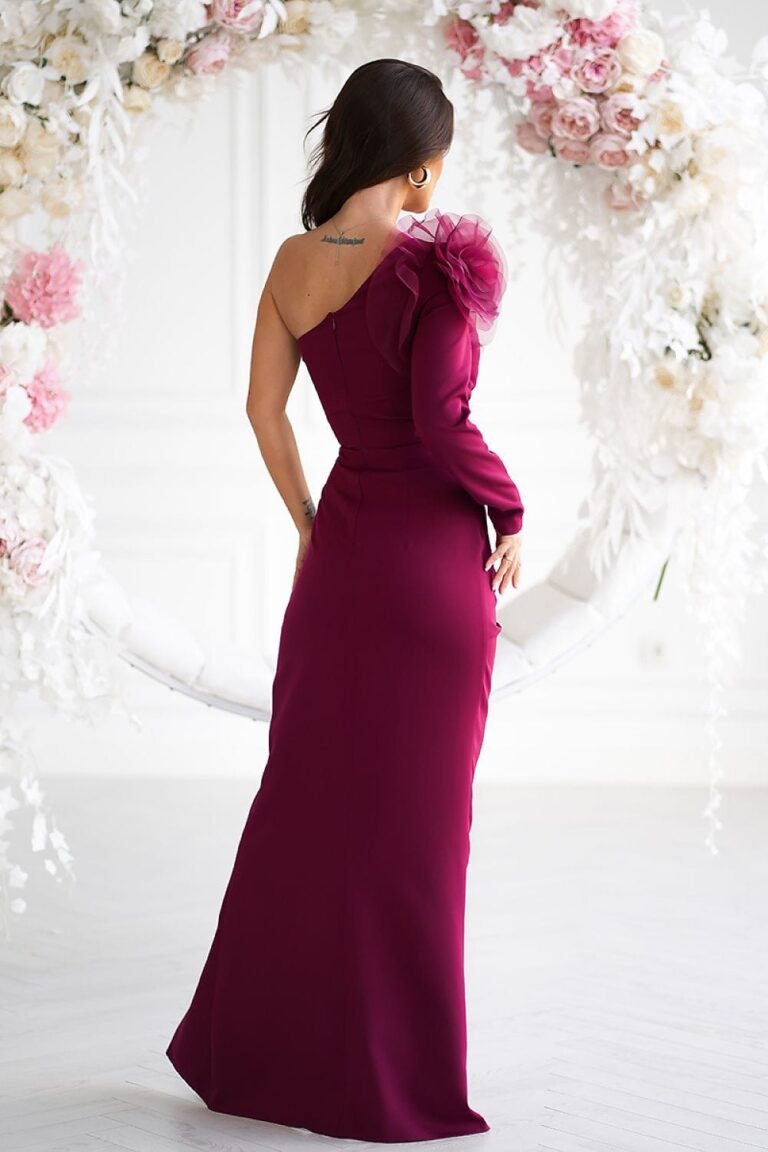 Robe De Gala Classe Fendue Une Manche Longue 3