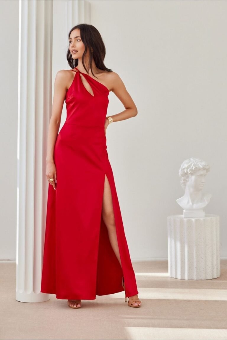 Robe De Gala Longue Fendue Haut Asymetrique Rouge 34