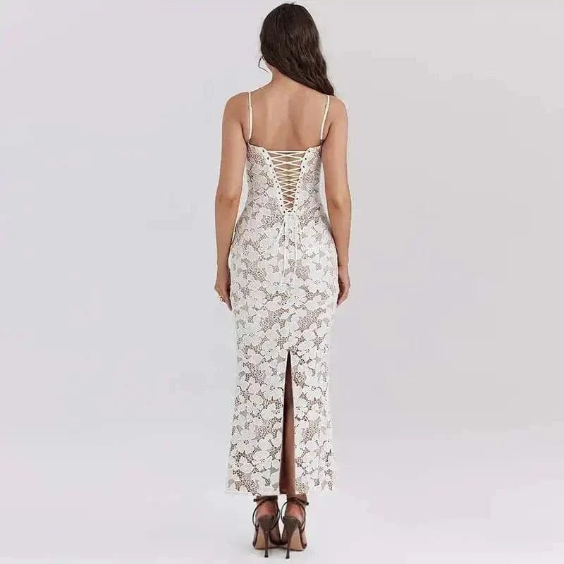Robe De Soiree Blanche Dentelle Longue 2