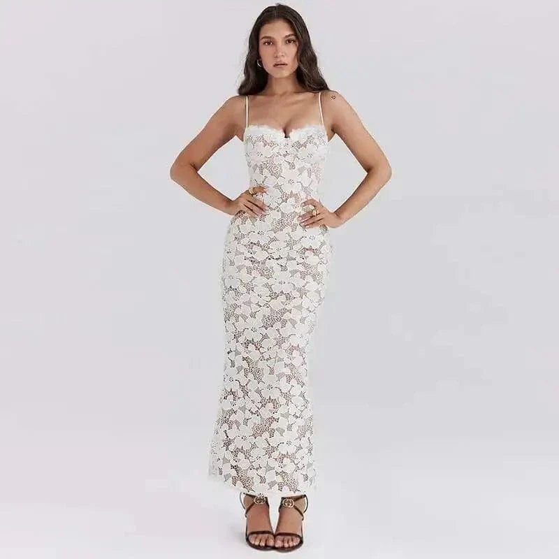 Robe De Soiree Blanche Dentelle Longue 3