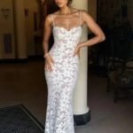 Robe De Soiree Blanche Dentelle Longue Blanc S