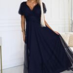 Robe De Soiree Bleue Longue En Tulle Bleu Marine Taille Unique