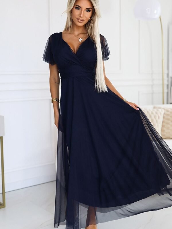 Robe De Soiree Bleue Longue En Tulle Bleu Marine Taille Unique