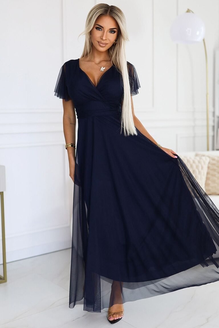 Robe De Soiree Bleue Longue En Tulle Bleu Marine Taille Unique