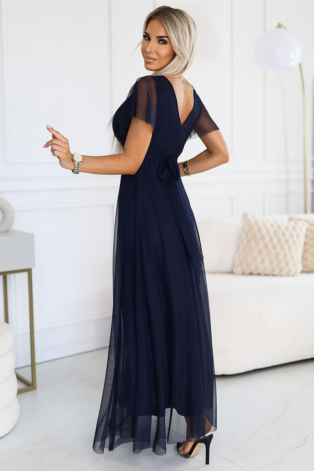 Robe De Soiree Bleue Longue En Tulle