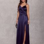 Robe De Soiree Bleue Marine Longue Satinee 3