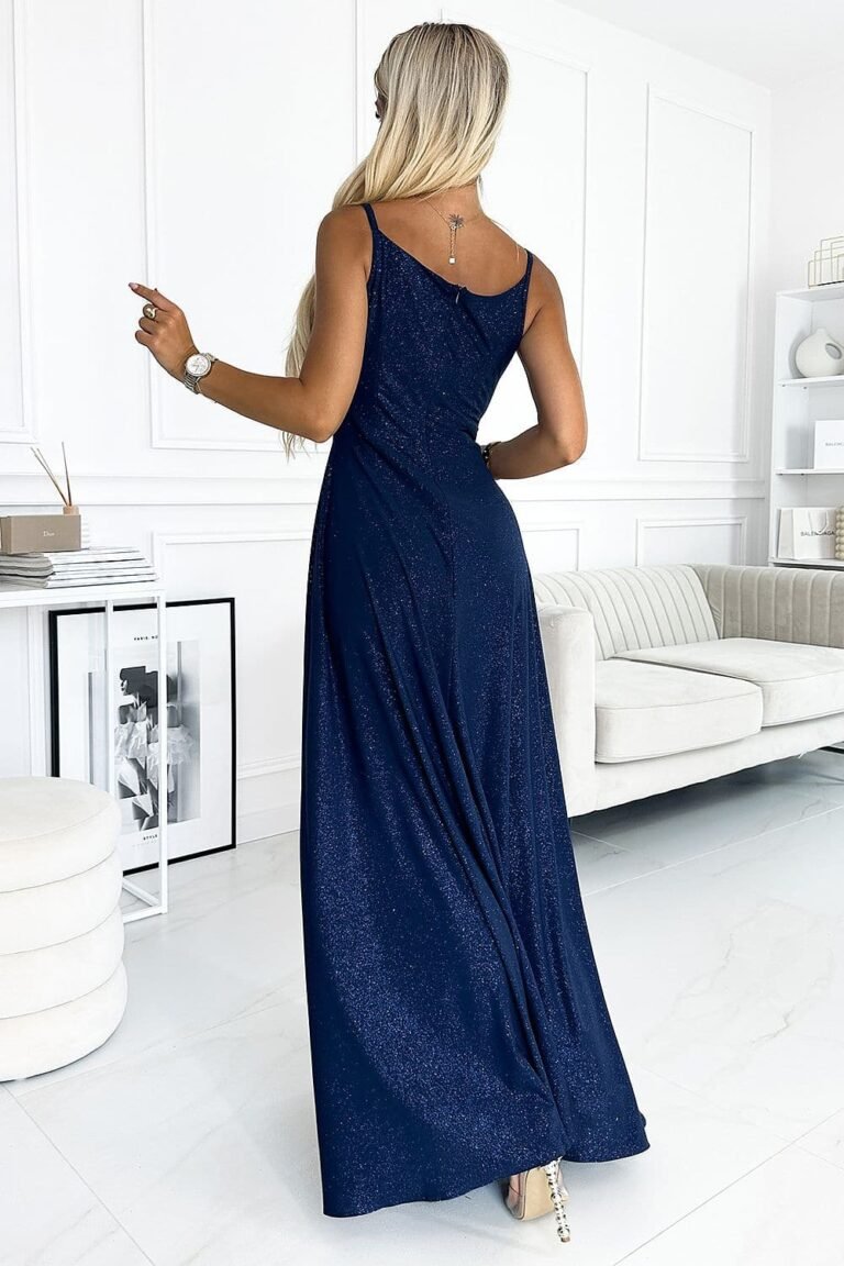 Robe De Soiree Bleue Marine Longue Sequin