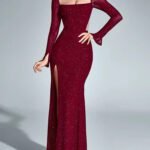 Robe De Soiree Bordeaux Fendue