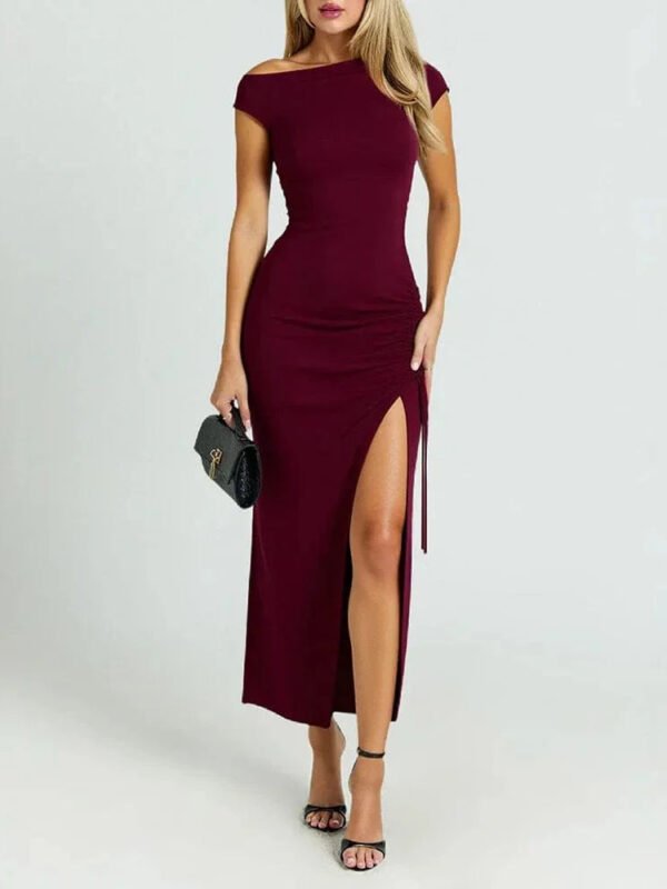 Robe De Soiree Bordeaux Fendue Moulante Bordeaux S