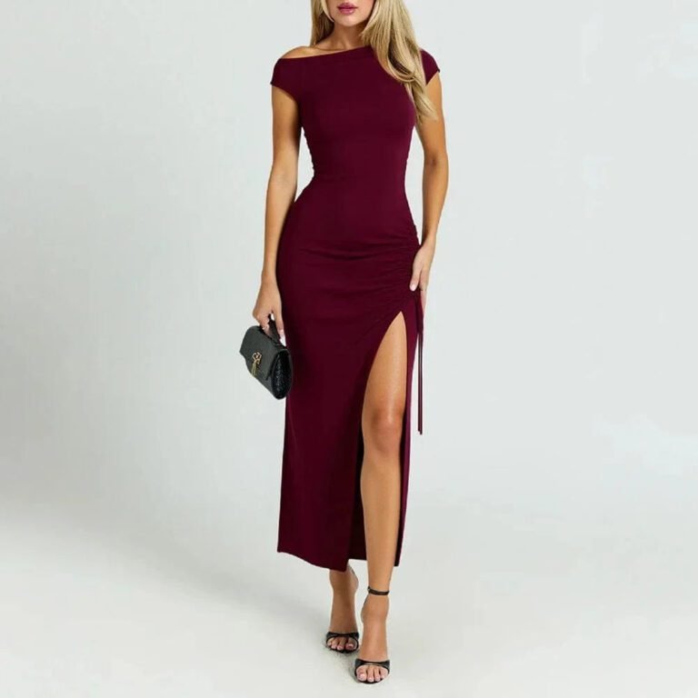 Robe De Soiree Bordeaux Fendue Moulante Bordeaux S