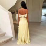 Robe De Soiree Bustier Fendue Fluide