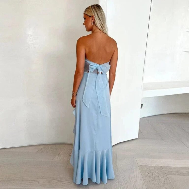 Robe De Soiree Bustier Fendue Fluide 2