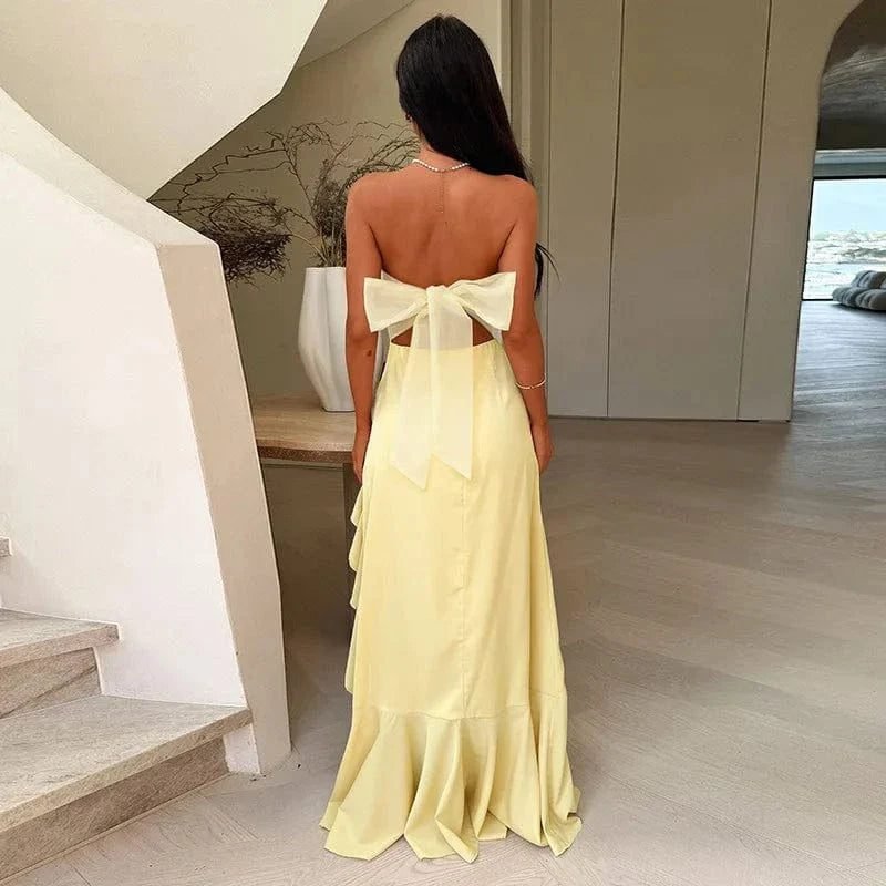 Robe De Soiree Bustier Fendue Fluide