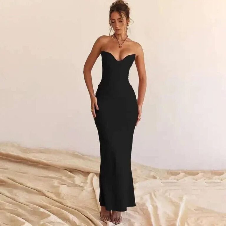 Robe De Soiree Bustier Sirene Longue Noir S