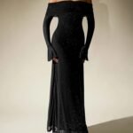 Robe De Soiree Chic A Manches Longues Noir Xs