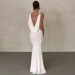 Robe De Soiree Chic Avec Decollete Plongeant Blanc S