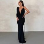 Robe De Soiree Chic Avec Decollete Plongeant Noir S